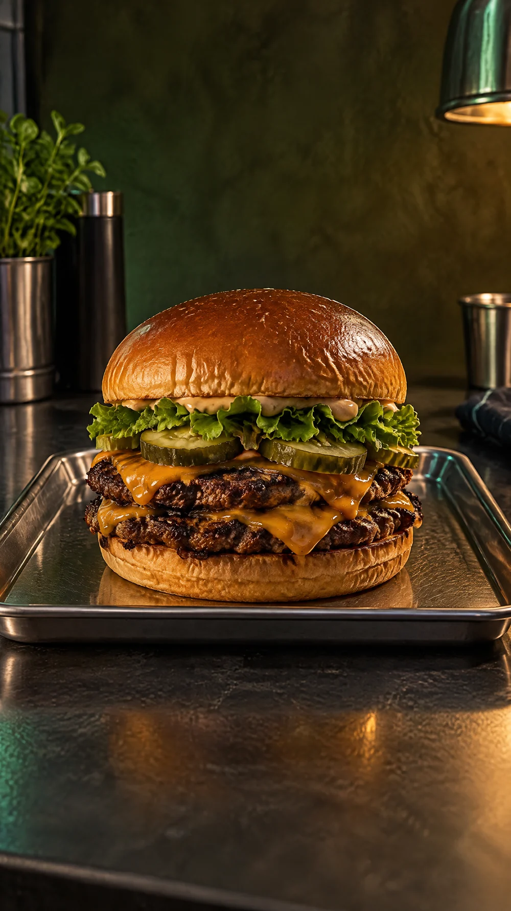 KI-Beispielmotiv eines frisch zubereiteten Burgers