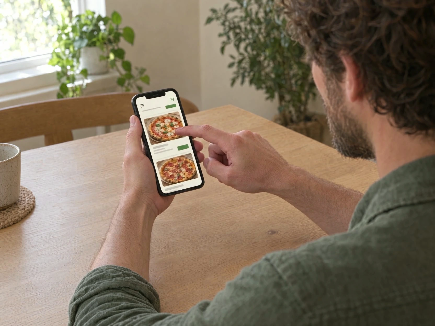 Ein Gast bestellt sein Essen online am Smartphone